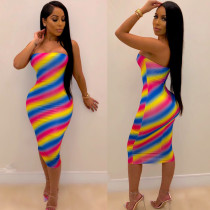 Colorful Stripes Tube Dress