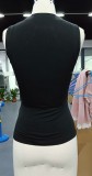 Women Sexy Solid Color Sleeveless Beaded Tops