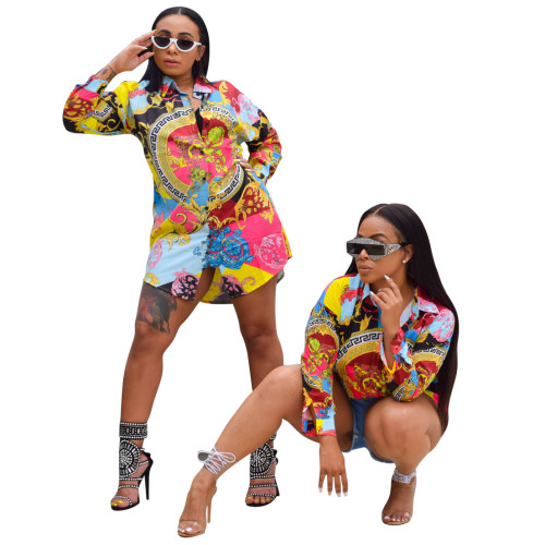 Afrikaanse print kleurrijke blouse met lange mouwen