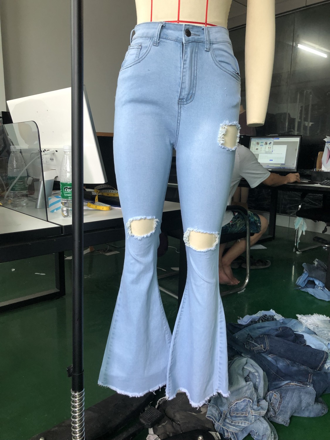 light blue high waisted pants
