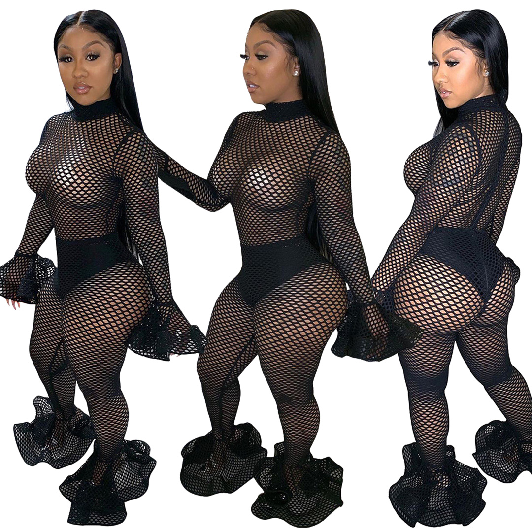 black fishnet playsuit