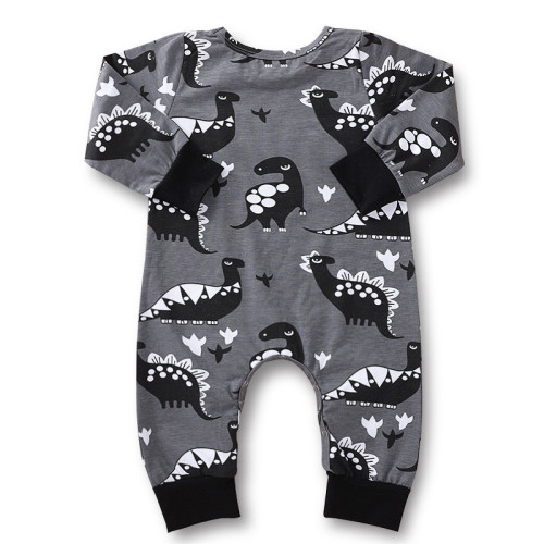 Wholesale Baby Boy Animal Print Long Sleeve Onesie Rompers