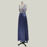 Sequins Upper Sleeveless Ball Gown Evening Dress