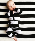Baby Boy Fall White and Black Stripes Onesie Rompers