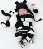 Baby Boy Fall weißen und schwarzen Streifen Strampler Strampler