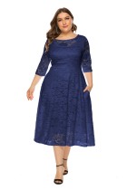 Plus Size O-Ausschnitt A-Linie Lace Mature Dress