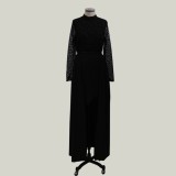 Black Irregular Long Sleeve Evening Dress