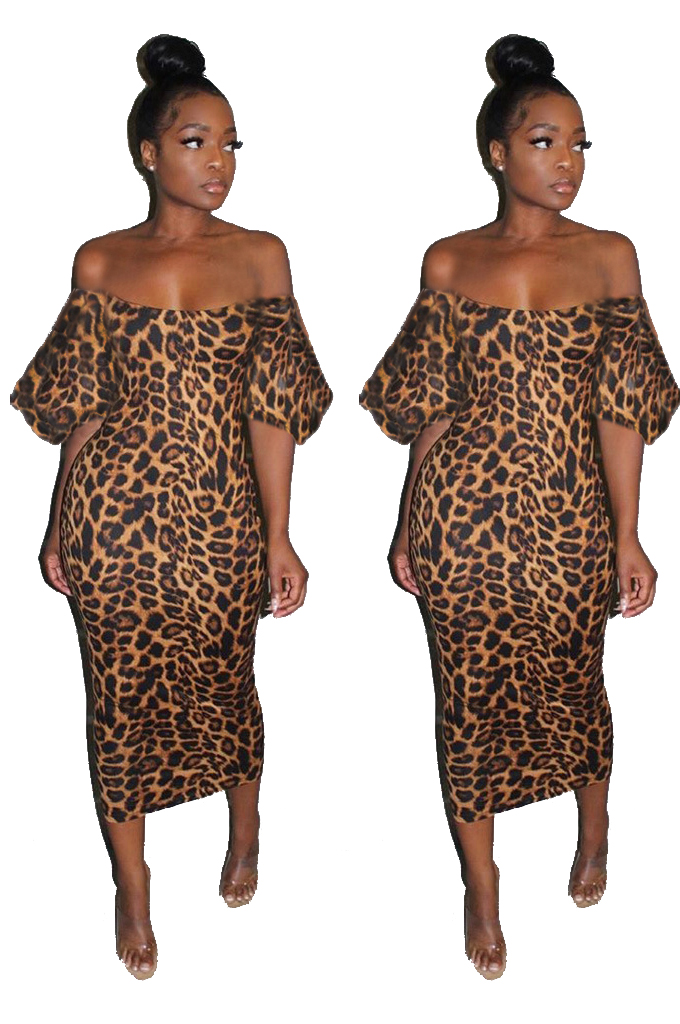 strapless leopard print dress