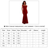 Red Off Shouldr Ruffles Evening Dress