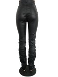 Sexy Black Leather High Waist Party Pants