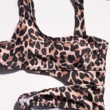 Leopard Print Sexy Cut Out Swimwear