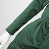 Deep-V Sexy Long Sleeve Irregular Midi Dress
