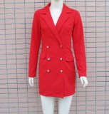 Offical Red Blazer Dress with Full Sleeves