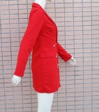 Offical Red Blazer Dress with Full Sleeves