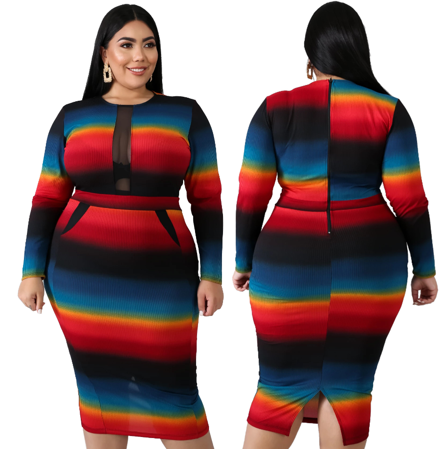 plus size long sleeve midi dress