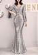 Sequins Deep-V Mermaid Evening Dress