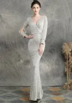 Sequins Deep-V Mermaid Evening Dress