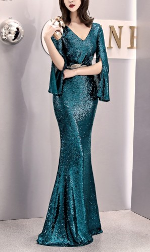 Sequins Deep-V Mermaid Evening Dress