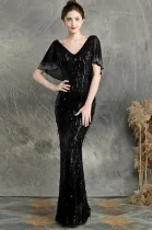 Sequins Fringe V-Neck Mermaid Evening Dress