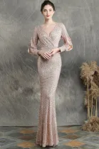 Sequins Deep-V Mermaid Evening Dress