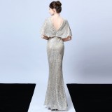 Occassional Sequins Batwing Sleeves Mermaid Evening Dress