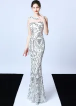 Occassional Sequins Fringe Mermaid Evening Dress