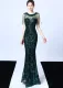 Occassional Sequins Fringe Mermaid Evening Dress
