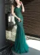 Sequins V-Neck Sleeveless Mermaid Evening Dress