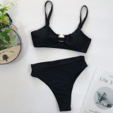 Summer Sexy Black O-Ring Two Piece Swimwear