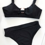Summer Sexy Black O-Ring Two Piece Swimwear