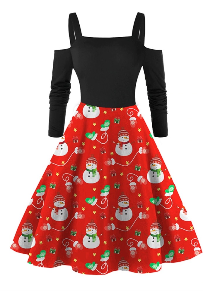 christmas print skater dress