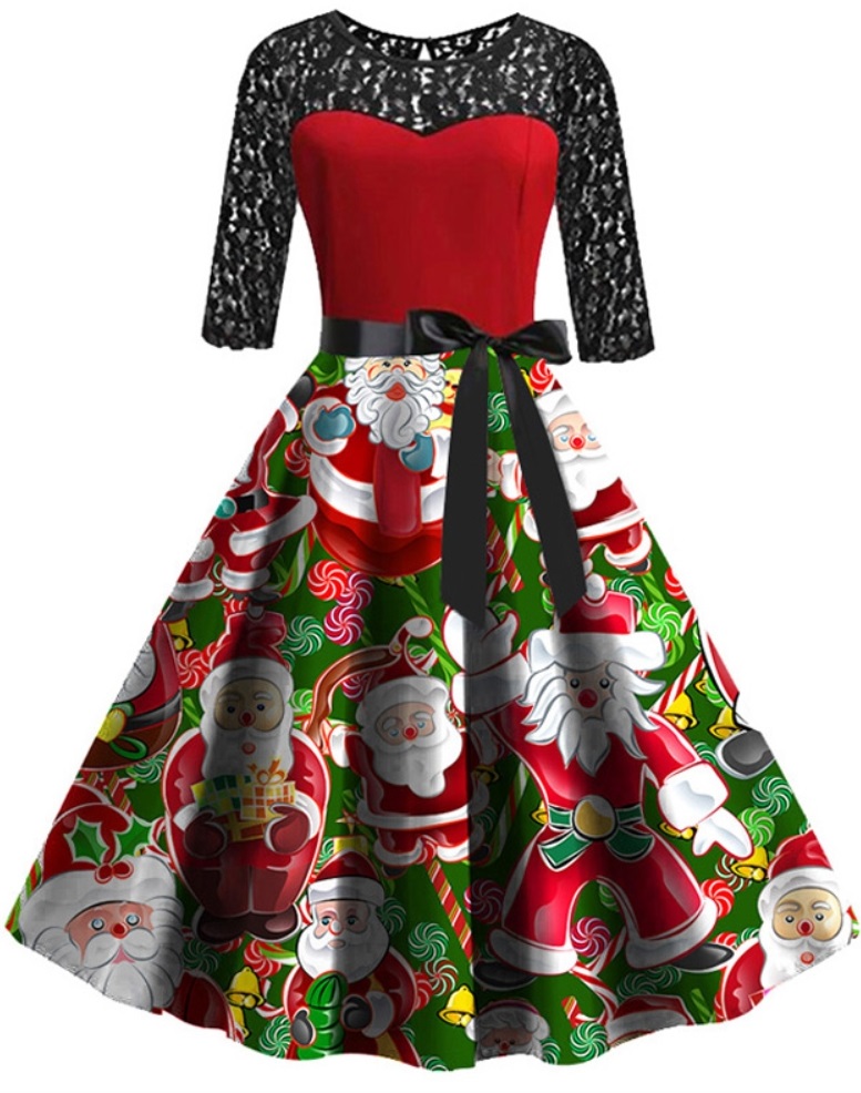 christmas print dress