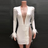 Sexy Beaded Feather Party Dress