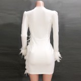 Sexy Beaded Feather Party Dress