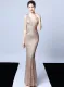 Sequins V-Neck Sleeveless Mermaid Evening Dress