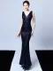 Sequins V-Neck Sleeveless Mermaid Evening Dress