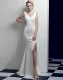 Sheer V-Neck Chains Slit Mermaid Evening Dress