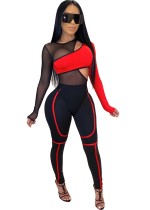 Sexy Contrast Long Sleeve Bodycon Jumpsuit