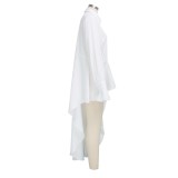 White Irregular Long Sleeve Blouse