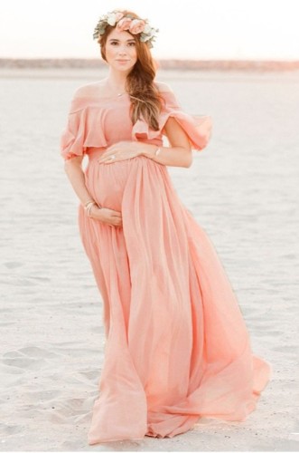 Off Shoulder Maternity Maxi Dress