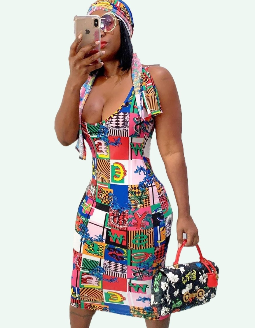 colorful bodycon dress