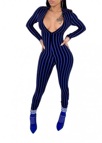 striped bodycon jumpsuit