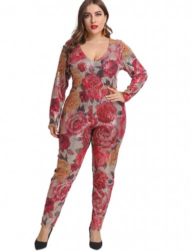 red sequin jumpsuit plus size