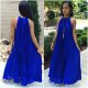 Royal Blue Fold Frill Chiffon Strappy Dress 25691-2
