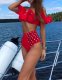 Sexy Ruffle Shoulder High Waist Two Piece Swimsuit