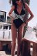 One-Piece Stripped Cross Swimsuit