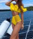 Sexy Ruffle Shoulder High Waist Two Piece Swimsuit