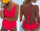 One-Piece Solid Straps Ruffles Swimwear