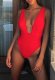 One-Piece Deep-V Swimwear
