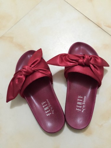 Free Shipping Us 50 Puma X Rihanna Fenty Satin Bow Slide Burgundy M Flysneaker Cn Wholesale Puma X Rihanna Fenty Satin Bow Slide Burgundy Best Version